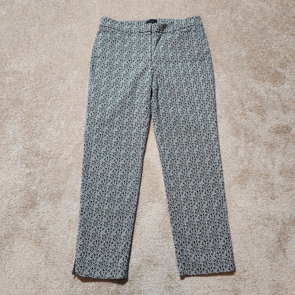 WHBM Pants Women 6 Black Geometric Maze Mid Rise The Slim Ankle